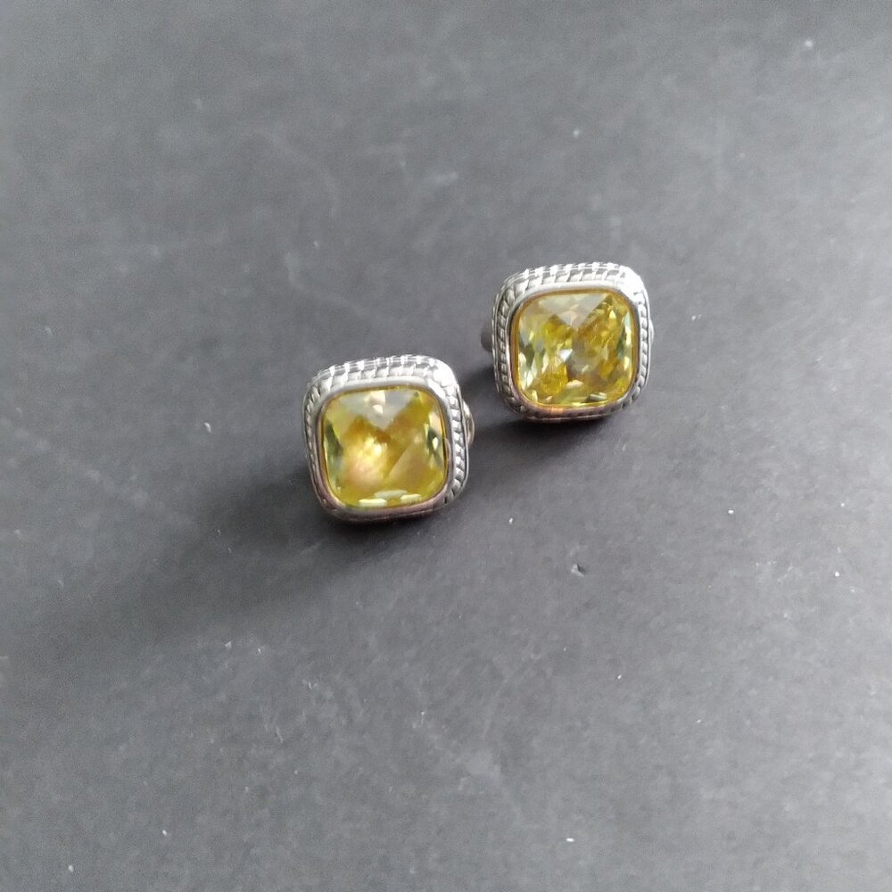 Lemon Yellow Citrine & Silver Pierced Earrings